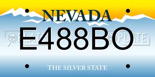 E488BO Nevada License Plate