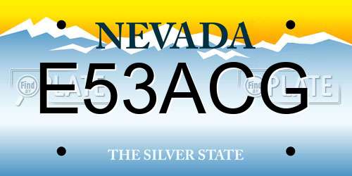 E53ACG Nevada License Plate