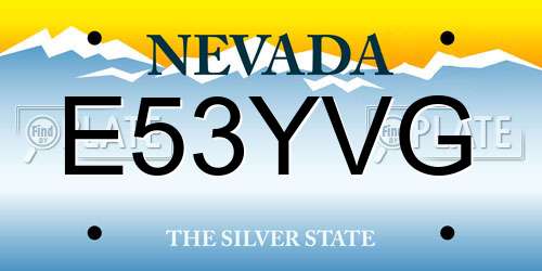 E53YVG Nevada License Plate