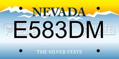 E583DM Nevada License Plate
