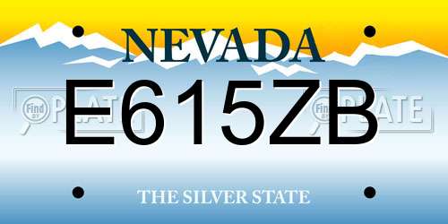 E615ZB Nevada License Plate