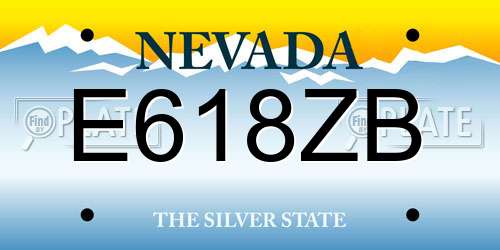 E618ZB Nevada License Plate