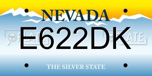 E622DK Nevada License Plate