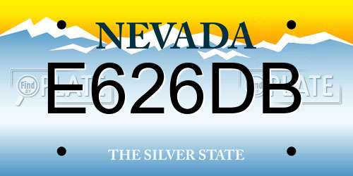 E626DB Nevada License Plate