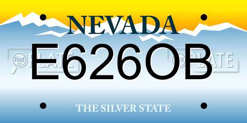 E626OB Nevada License Plate