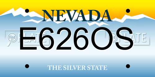 E626OS Nevada License Plate