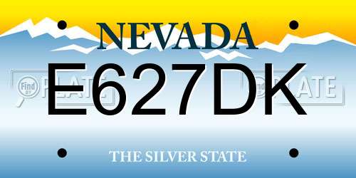 E627DK Nevada License Plate