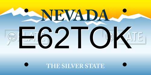E62TOK Nevada License Plate