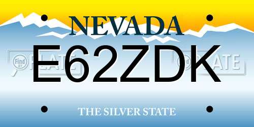 E62ZDK Nevada License Plate