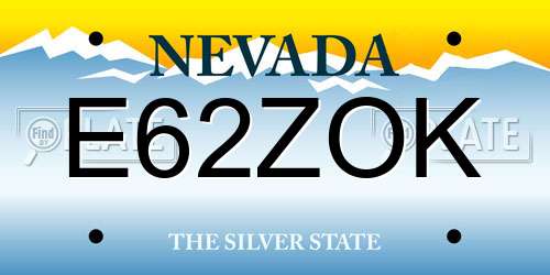 E62ZOK Nevada License Plate