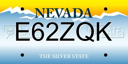 E62ZQK Nevada License Plate