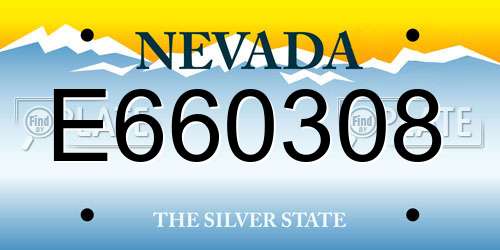 E660308 Nevada License Plate