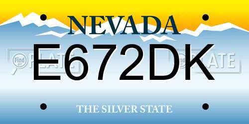 E672DK Nevada License Plate