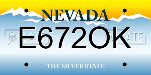 E672OK Nevada License Plate
