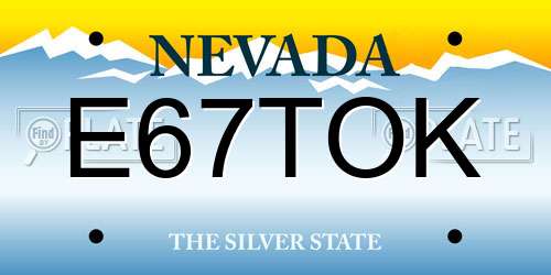 E67TOK Nevada License Plate