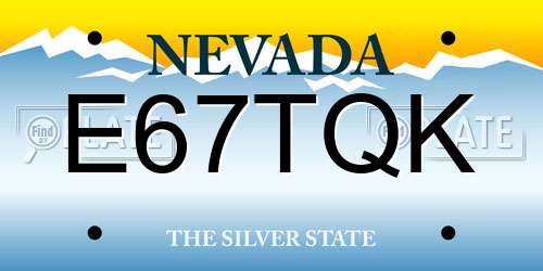 E67TQK Nevada License Plate