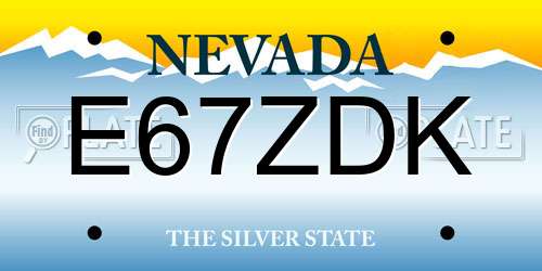 E67ZDK Nevada License Plate