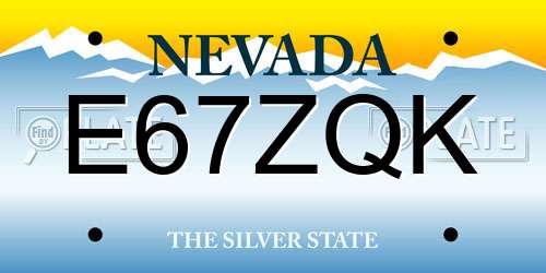 E67ZQK Nevada License Plate