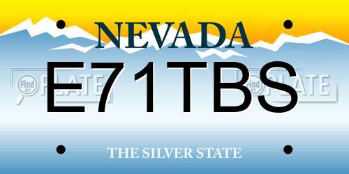 E71TBS Nevada License Plate