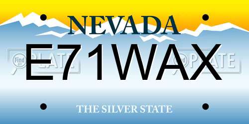 E71WAX Nevada License Plate