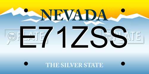 E71ZSS Nevada License Plate