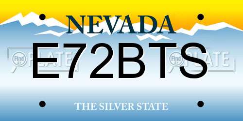 E72BTS Nevada License Plate