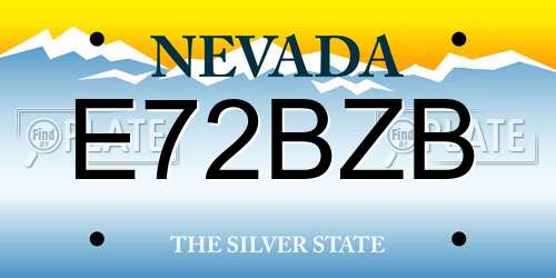 E72BZB Nevada License Plate