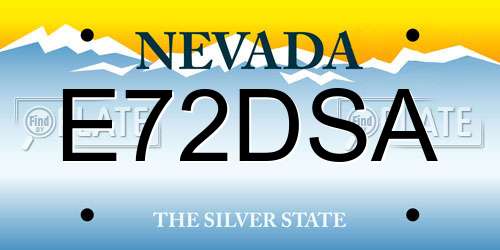 E72DSA Nevada License Plate