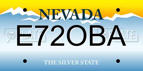 E72OBA Nevada License Plate