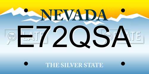 E72QSA Nevada License Plate