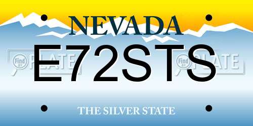 E72STS Nevada License Plate