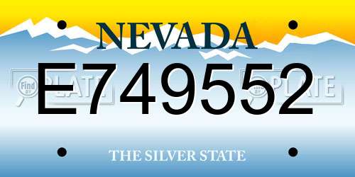 E749552 Nevada License Plate