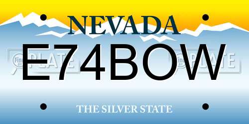 E74BOW Nevada License Plate