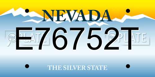 E76752T Nevada License Plate