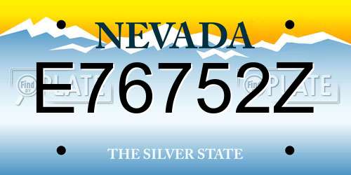 E76752Z Nevada License Plate