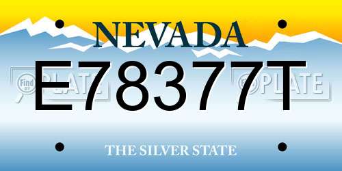 E78377T Nevada License Plate