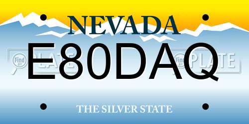 E80DAQ Nevada License Plate