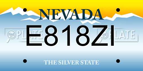 E818ZI Nevada License Plate