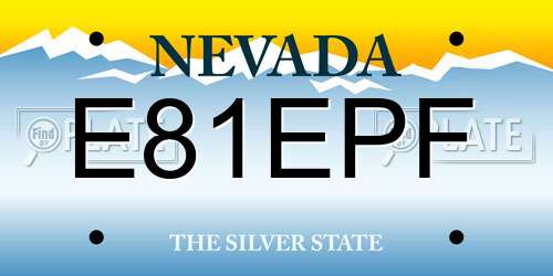 E81EPF Nevada License Plate