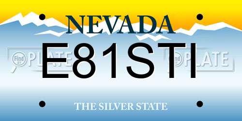 E81STI Nevada License Plate