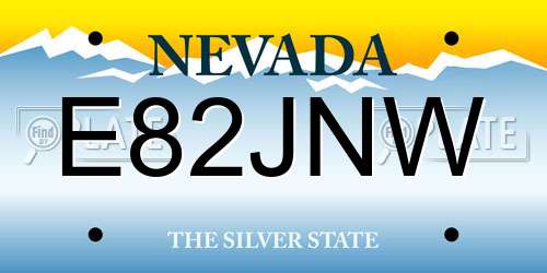 E82JNW Nevada License Plate