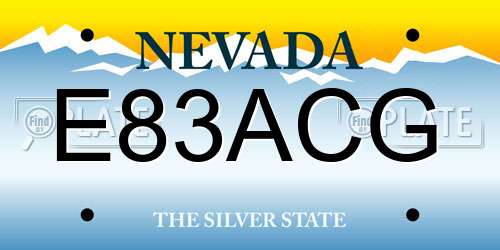 E83ACG Nevada License Plate