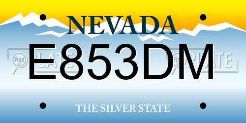 E853DM Nevada License Plate