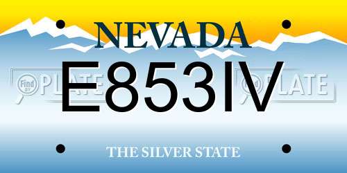 E853IV Nevada License Plate