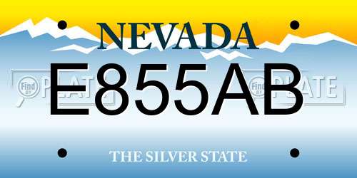 E855AB Nevada License Plate