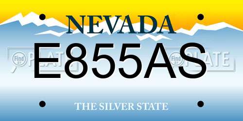 E855AS Nevada License Plate