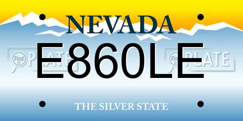 E860LE Nevada License Plate