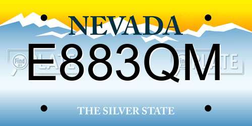 E883QM Nevada License Plate