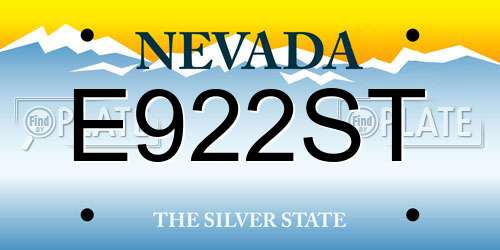 E922ST Nevada License Plate