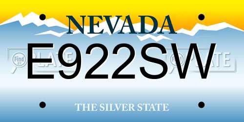 E922SW Nevada License Plate